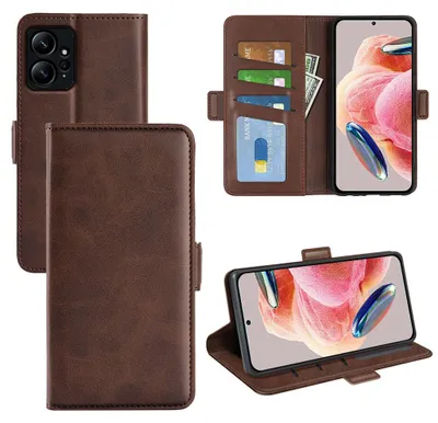 Productafbeelding van MobyDefend Hoesje - Geschikt voor Xiaomi Redmi Note 12 4G  -  Luxe Wallet Book Case (Sluiting Zijkant) - Bruin