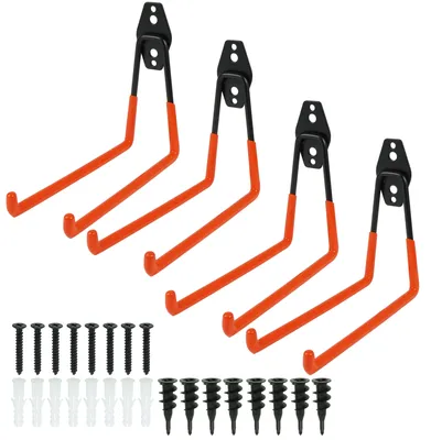 Produktbild von Wandhalterung für Garage – Garagenhaken für Fahrrad, Leitern, Kabel, Werkzeuge, 4 Stück