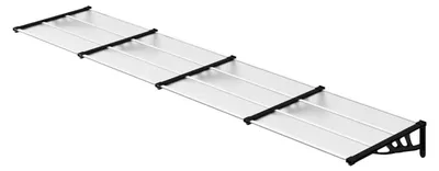 Produktbild von Türvordach Überdachung Haustür Pultvordach Regenschutz Schwarz Transparent 396x90cm Polycarbonat