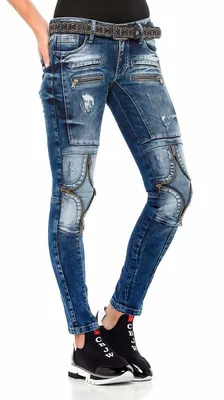 Produktbild von WD377 Damen Röhrenjeans mit vielen Applikationen