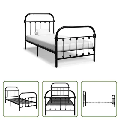 Produktbild von The Living Store Bettgestell Schwarz Metall 100 × 200 cm
