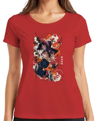 Productafbeelding van Anime, manga, streetwear, urban, graffiti, splash, Japan, Y2K, otaku, dames T-shirt, rood, maat L
