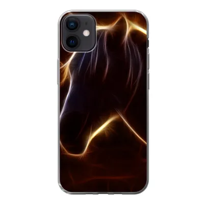 Produktbild von MuchoWow® Handyhülle Schutzhülle Hülle für iPhone 12 mini Pferd - Kontur - Leicht Silikon Softcase Handy Hülle - Bild