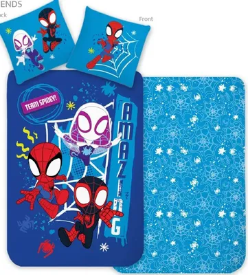 Obrázek produktu pro Sada dětského ložního prádla Spiderman Team Spidey, rozměry 100 × 135 cm a 40 × 60 cm