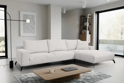 Image de VENASI ASPEN CORD Canapé d'angle droit sans fonction sommeil Canapé en L Canapé d'angle Salon BEIGE