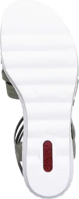 Produktbild von Rieker Damen Sandale Plateau Sandalette T-Riemen Keilabsatz Stretch 67459, Größe:42 EU, Farbe:Grün