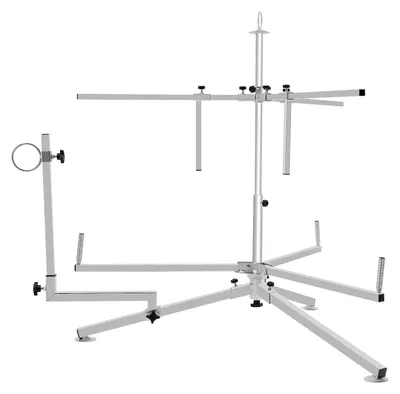 Produktbild von Freistehender Rohrabroller - Fußbodenheizungsrohr Abwickler - Tragkraft 200 kg - Höhenverstellbar 75–100 cm - Eisenrahmen - Silbergrau