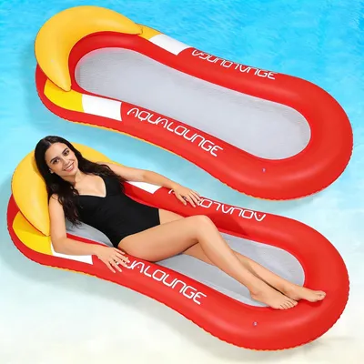 Produktbild von Aufblasbare Pool-Liege / Luftmatratze für Erwachsene, tragbare 4-in-1-Wasserhängematte, aufblasbarer Pool-Sessel, schwimmender Stuhl für Partys, Sommer, Strand, See und Wasseraktivitäten (Rot)