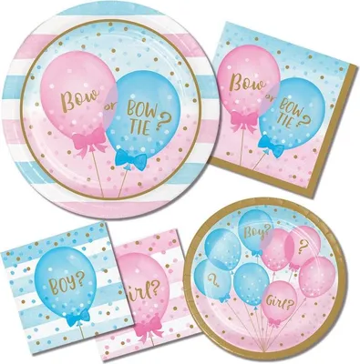 Produktbild von 5 hängende Girlanden Babyparty Schleife oder Schlips?