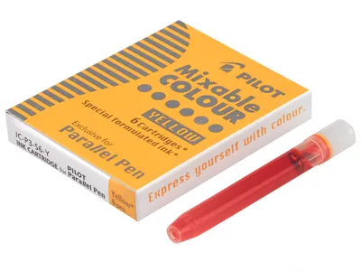 Produktbild von PILOT Parallel Pen Tintenpatronen 6er Set – für Kalligraphie, Farbe Gelb