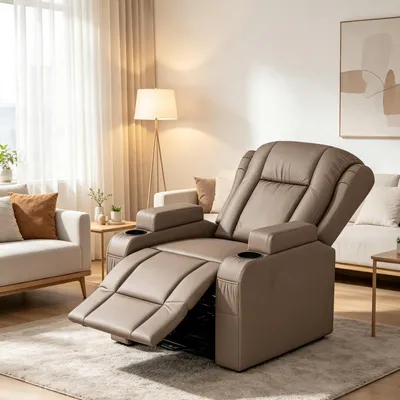 Produktbild von INONEFT Massagesessel, Elektrischer Relaxsessel mit Liegefunktion und USB, Verstellbarer Fernsehsessel, Thermobeschichteter Stoff, Brown