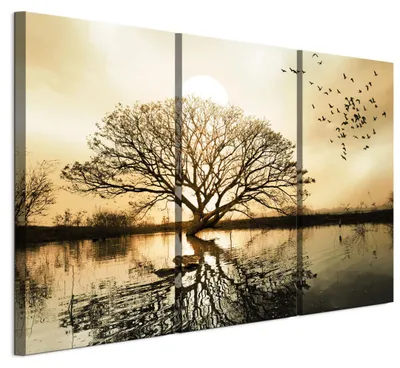 Produktbild von LUMASOUL Wandbilder 3er Set für Wohnzimmer Baum 120x80 cm3-teiliges Leinwandbild für Schlafzimmer Flur Büro und Küche