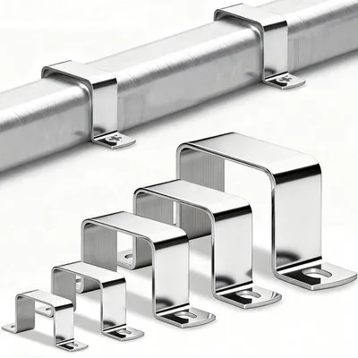 Produktbild von Vierkante U-klemmen aus Edelstahl 304 - 40x40 mm - Zinkfarben