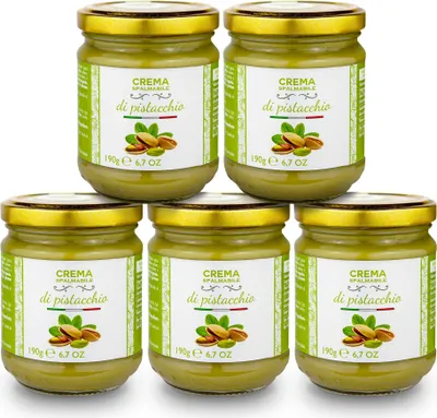 Produktbild von Süße Pistaziencreme | 40 % Pistazien | 5 x 190 g | Brontedolci | Italien