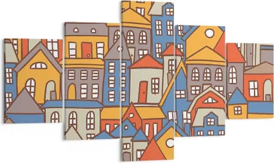 Produktbild von Bild auf Leinwand - Leinwandbild - Stadt Haus Straße - 125x70cm - Wand Bild - Wanddeko - Wandbilder - Leinwanddruck - Bilder - Kunstdruck - Wanddekoration - Leinwand bilder - Wandkunst - EA125x70-3953
