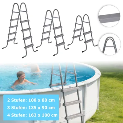 Obrázek produktu pro YARDIN Praktický železné schůdky do bazénu se 2 stupni, snadná montáž, vysoká nosnost pro všechny běžné bazény