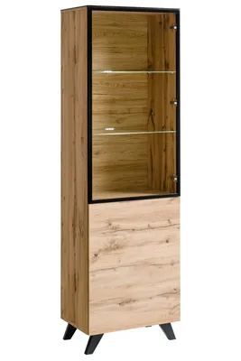 Produktbild von Hohe Vitrine mit Beleuchtung TILA – Eiche Wotan