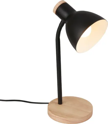 Zdjęcie produktu dla Lampa stołowa Briloner PREP, przełącznik kablowy, E14, maks. 10W, czarne drewno, Ø14 x 39,5 cm