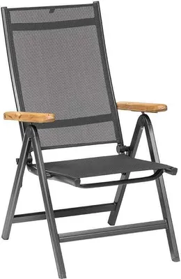 Produktbild von KETTLER Granada Multipositionssessel mit Armlehne aus em Teak-Holz, anthrazit/anthrazit, Aluminium/Outdoorgewebe