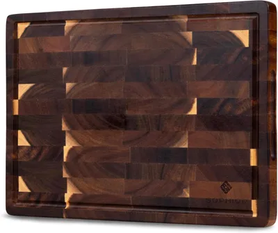 Produktbild von Schneidebrett 35x25x2,5 cm, Akazienholz, mit Saftrille, Griffe, für Küche