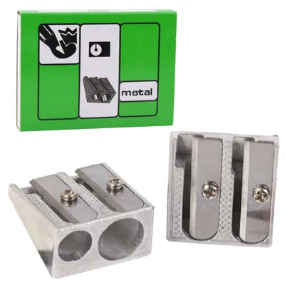 Image de Taille-crayon double en métal pour crayons épais et fins