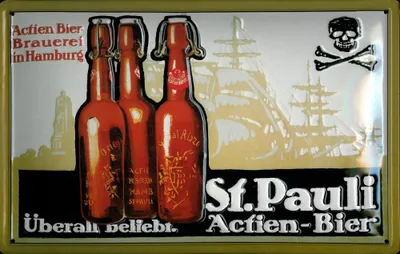 Produktbild von Blechschild St. Pauli Bier Totenkopf Brauerei Hamburg Schild Werbeschild Nostalgieschild