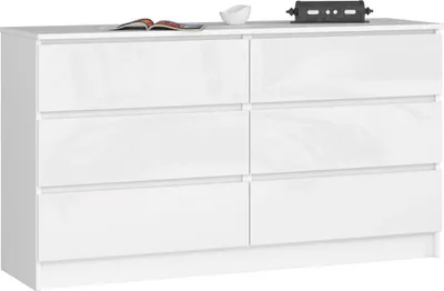 Image de Commode large à tiroirs SAVRILA - blanc / blanc brillant