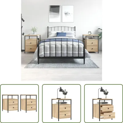 Produktbild von The Living Store Nachttische 2 Stk. Sonoma-Eiche 44x45x60 cm Holzwerkstoff