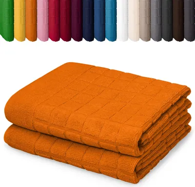 Produktbild von DOPPELPACK Duschvorleger 50 x 70cm Badvorleger Vorleger Badematte Badteppich 100% Baumwolle, Farbe: Orange
