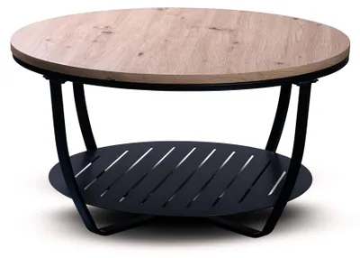 Zdjęcie produktu dla Nowoczesny stolik kawowy "Ronde" z czarną ramą, średnica 80 cm