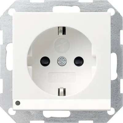 Produktbild von Gira 4170 03 Gniazdo wtyczkowe z podwyższoną ochroną przed dotykiem + lampka orientacyjna LED Standard 55/Event/Event nieprzezroczysty biały błyszczący