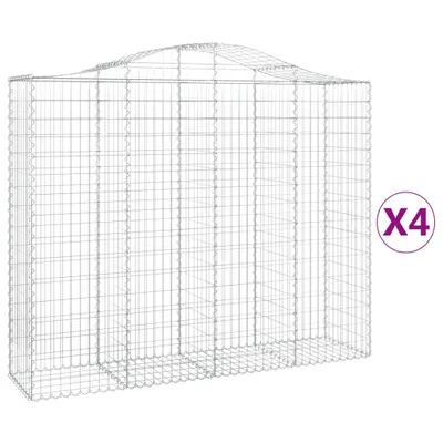 Productafbeelding van vidaXL Gabionen met boogvorm, 4 stuks, 200x50x160/180 cm, verzinkt staal