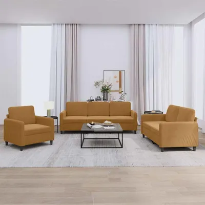 Produktbild von vidaXL 3-tlg. Sofagarnitur Braun Samt