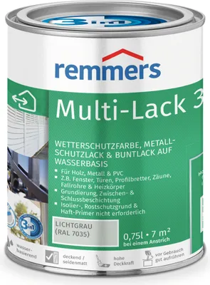 Produktbild von Remmers Multi-Lack 3in1 lichtgrau (RAL 7035) 0,75 l, Lackfarbe