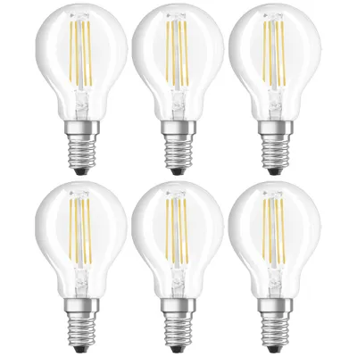 Produktbild von Osram E14 4.5W B01I74GNPG 6PACK LED-Tropfen, Sockel E14, 4,5 Watt, Warmweiß, 2700 K, dimmbar