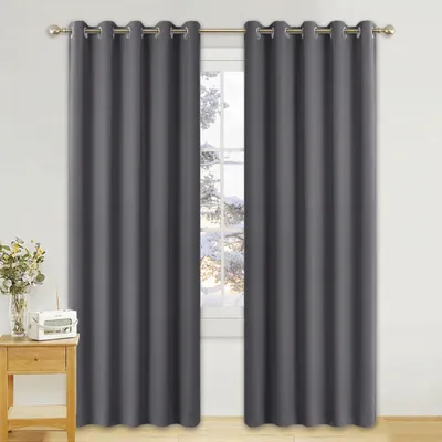 Immagine prodotto di Tende termiche per isolamento termico, oscuranti, con passanti, dimensioni 228 x 167 cm, confezione da 2, colore grigio