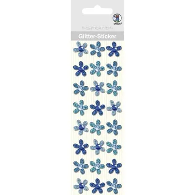 Produktbild von Glitter Sticker Blüten VE=24 Stück blau