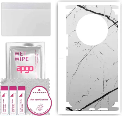 Produktbild von apgo Rückseite + Seiten Schutzfolie, Skin, kompatibel mit Honor Magic5 Pro, Hinten Displayschutzfolie aus Vinylfolie, kratzfest, einfache Montage - Weißer Marmor