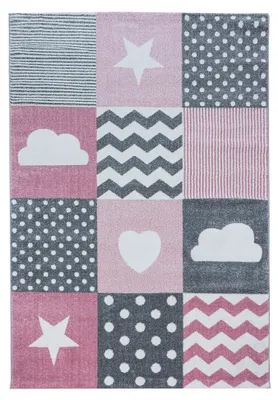Image de Kids Des Merveilles tapis chambre d'enfant poils ras rectangle 200x290cm roses