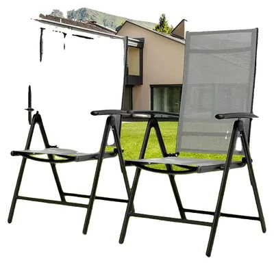Zdjęcie produktu dla Leżak składany, aluminiowa rama, konstrukcja składana, 7 pozycji regulacji, nośność 120 kg, wymiary 65 x 56 x 107 cm