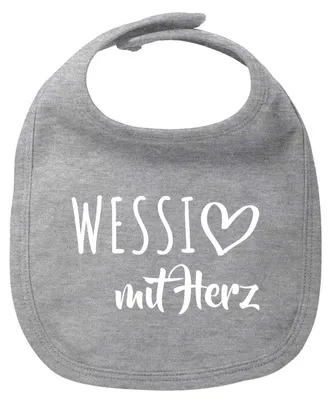 Produktbild von Huuraa Baby Lätzchen Wessi mit Herz Heather Grey Klettverschluss  Baumwolle Latz Geschenkidee
