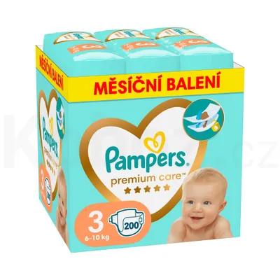 Obrázek produktu pro Pampers Premium Care vel. 3 (6-10 kg) dětské plenky 200 ks
