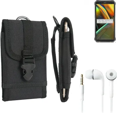 Produktbild von K-S-Trade Holster Schutz Hülle kompatibel mit Blackview BV5100 Gürteltasche Handy Hülle Tasche outdoor Seitentasche schwarz 1x + Kopfhörer