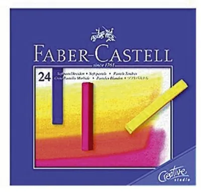 The image shows the packaging of Faber-Castell soft pastels.