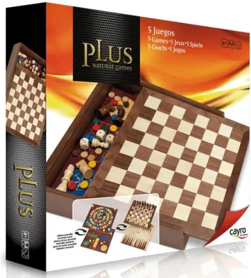 Image de Jeu de 5 jeux de société Cayro Plus bois 29 x 29 cm
