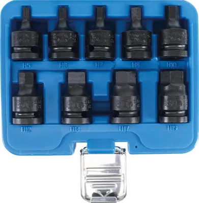 Image de BGS Jeu de douilles à embout de force Entraînement Carré intérieur 12,5 mm (1/2") Hexagone intérieur 5 - 19 mm 9pcs - 5485
