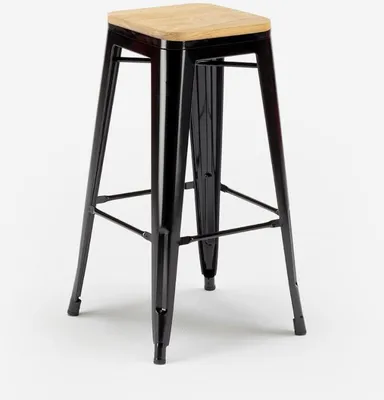 Image de chaises haut bar cuisine métal haut h78cm bois steel up wood - Noir
