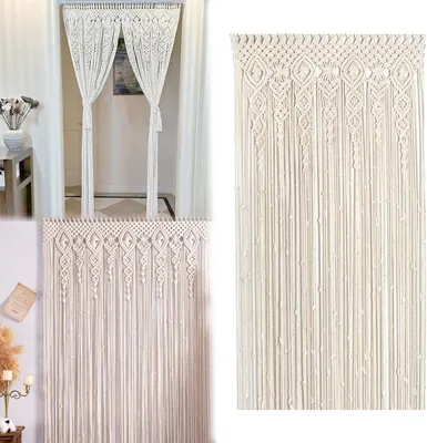 Zdjęcie produktu dla Makrama boho – zasłona ścienna – ręcznie robiona, wymiary 100 x 200 cm – styl boho