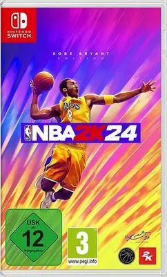 The cover art for the Nintendo Switch game NBA 2K24 Kobe Bryant Edition, featuring a basketball player in action.