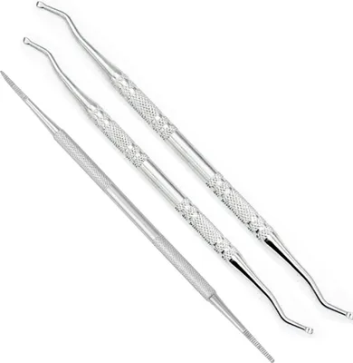 Produktbild von 3-teiliges Set für eingewachsene Nägel, professionelle Nagelpflege, eingewachsenes Nagelfeilen- und -Heber-Set, Maniküre- und Pediküre-Set aus Edelstahl, Nagelfeilen- und eingewachsene Nagelwerkzeuge